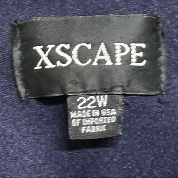 🌻NEW w/tags XSCAPE Navy Crepe Sweetheart Neck Evening Dress Gown Size 22W - Picture 7 of 10